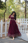 Premium faux blooming fabric with intricate Zari-thread and sequin embroidery