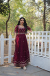 Premium faux blooming fabric with intricate Zari-thread and sequin embroidery