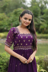 Premium faux blooming fabric with intricate Zari-thread and sequin embroidery