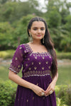 Premium faux blooming fabric with intricate Zari-thread and sequin embroidery