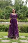 Premium faux blooming fabric with intricate Zari-thread and sequin embroidery