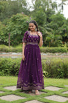 Premium faux blooming fabric with intricate Zari-thread and sequin embroidery
