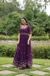 Premium faux blooming fabric with intricate Zari-thread and sequin embroidery