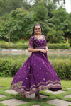 Premium faux blooming fabric with intricate Zari-thread and sequin embroidery