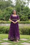 Premium faux blooming fabric with intricate Zari-thread and sequin embroidery
