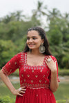 Premium faux blooming fabric with intricate Zari-thread and sequin embroidery