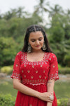 Premium faux blooming fabric with intricate Zari-thread and sequin embroidery