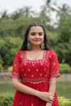 Premium faux blooming fabric with intricate Zari-thread and sequin embroidery
