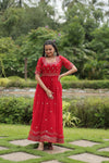 Premium faux blooming fabric with intricate Zari-thread and sequin embroidery