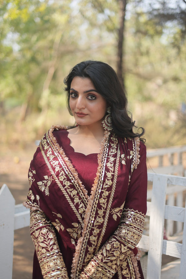 Premium Designer Gown Collection with Dupatta sequins embroidered work.