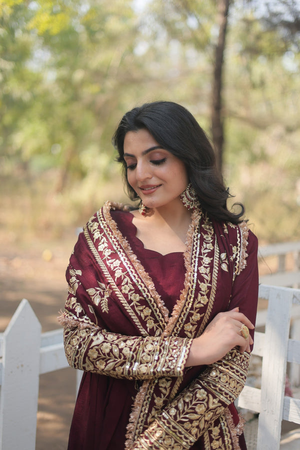 Premium Designer Gown Collection with Dupatta sequins embroidered work.