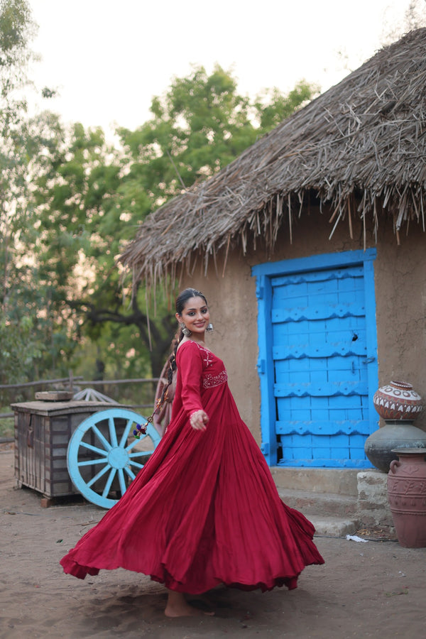 Premium Mirror Work Gown Reyon fabric