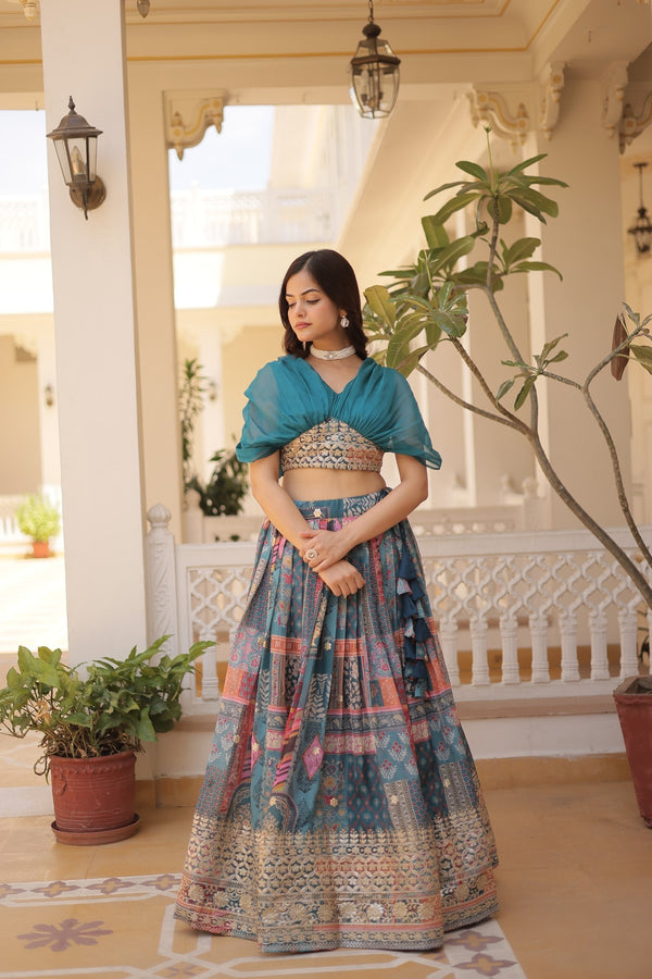 Lehenga Choli Collections digital prints and embroidery work