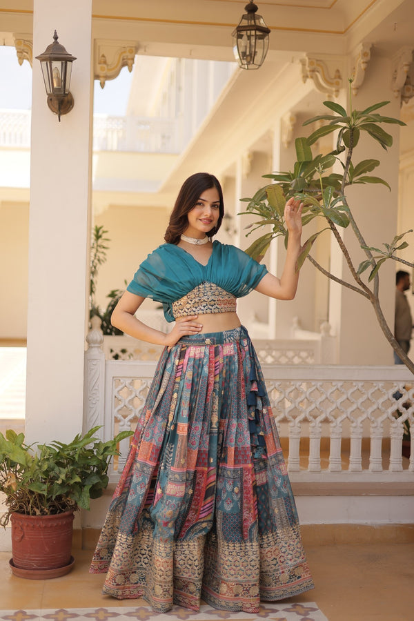 Lehenga Choli Collections digital prints and embroidery work