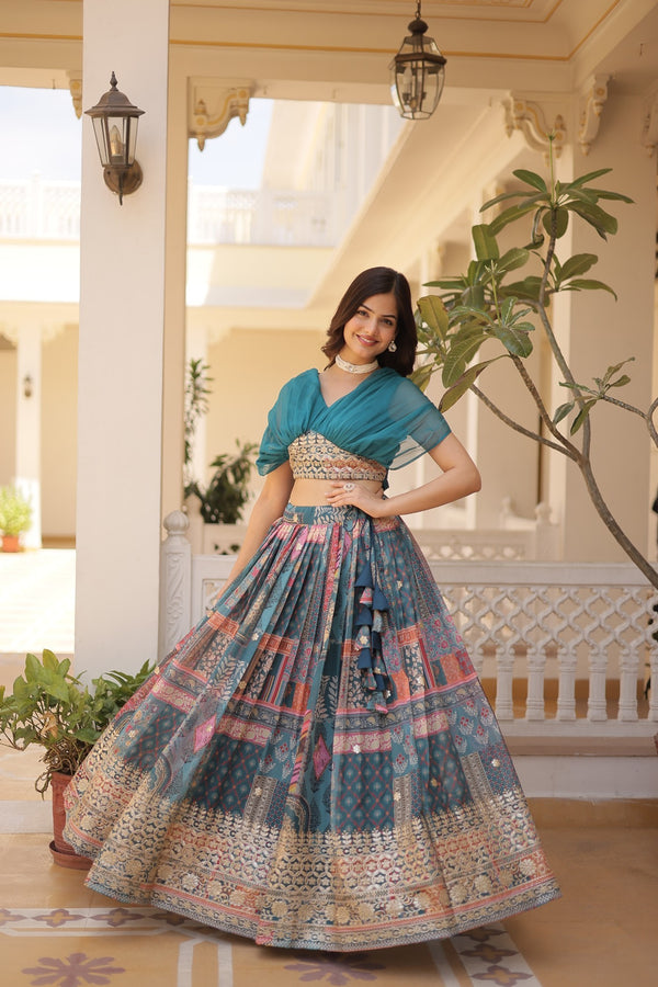 Lehenga Choli Collections digital prints and embroidery work