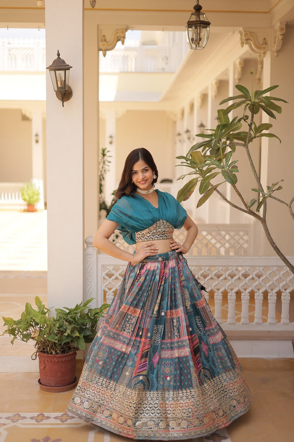 Lehenga Choli Collections digital prints and embroidery work