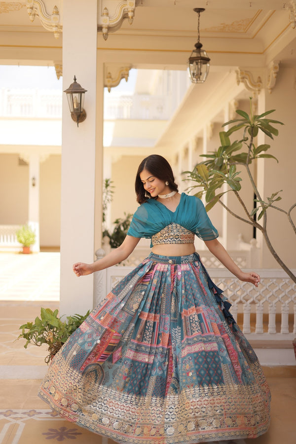 Lehenga Choli Collections digital prints and embroidery work