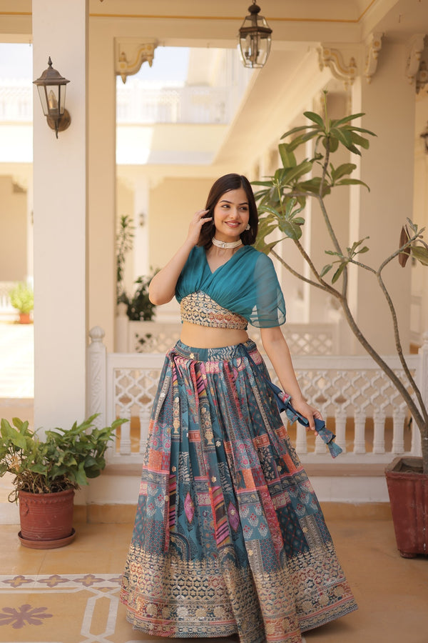 Lehenga Choli Collections digital prints and embroidery work