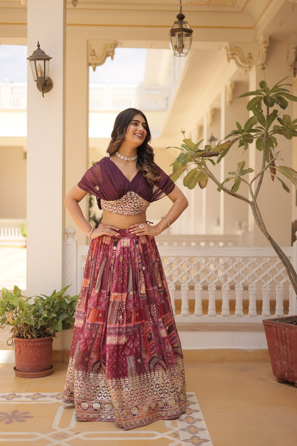 Lehenga Choli Collections digital prints and embroidery work