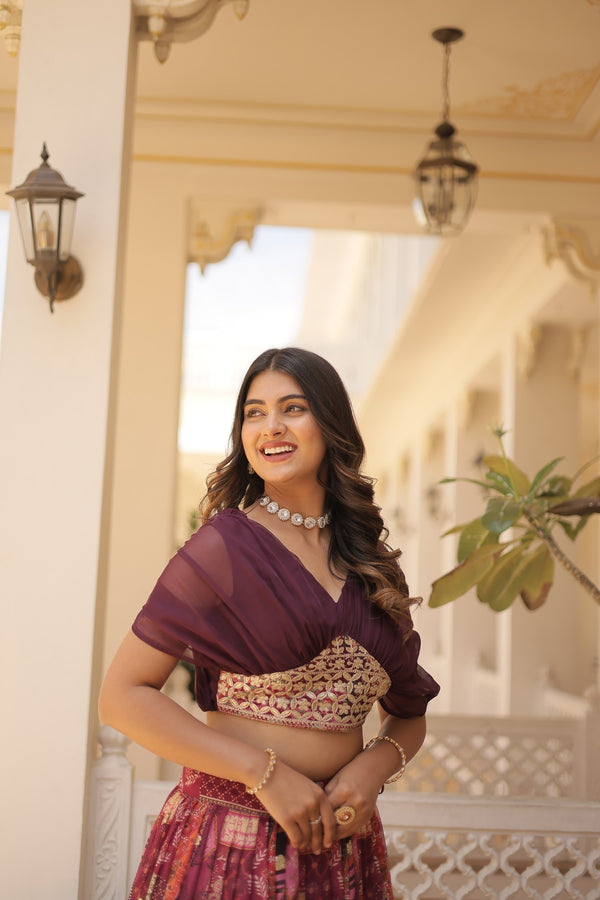 Lehenga Choli Collections digital prints and embroidery work