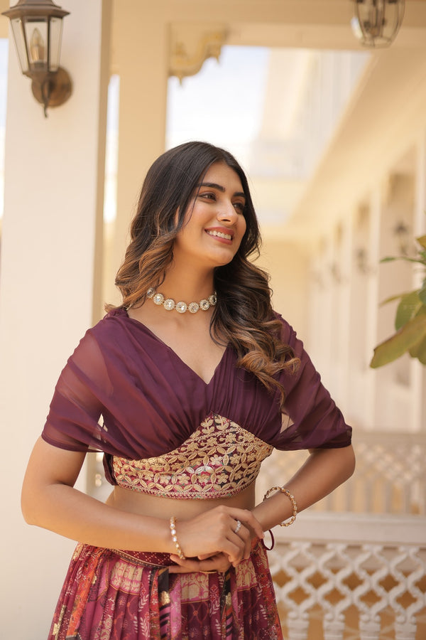 Lehenga Choli Collections digital prints and embroidery work