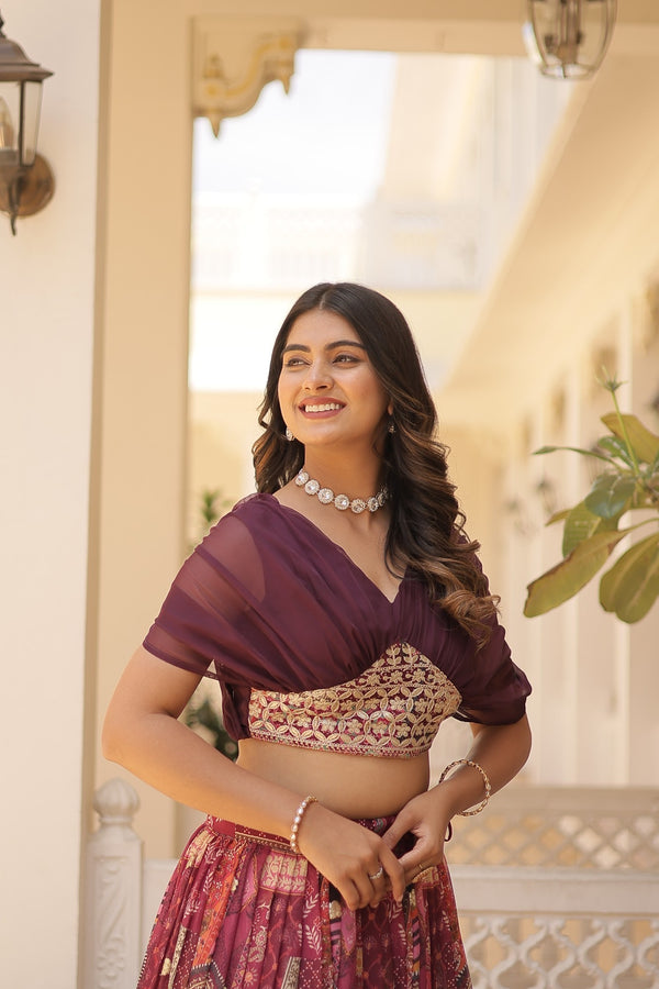 Lehenga Choli Collections digital prints and embroidery work