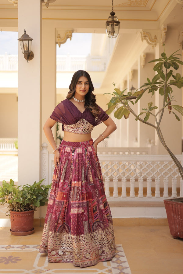 Lehenga Choli Collections digital prints and embroidery work