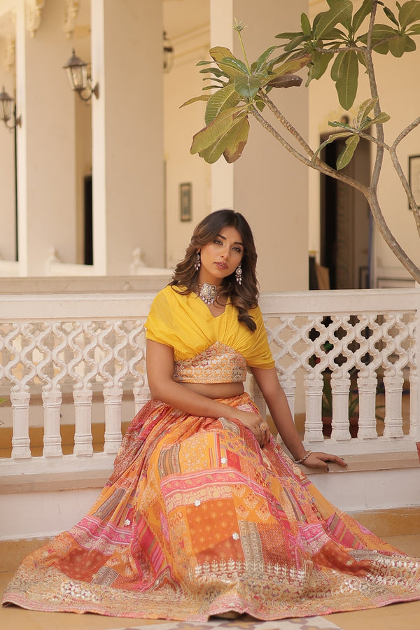 Lehenga Choli Collections digital prints and embroidery work