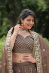 Exquisite Faux Blooming Silk Lehenga Choli with Sequins & Thread Embroidery