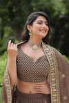 Exquisite Faux Blooming Silk Lehenga Choli with Sequins & Thread Embroidery