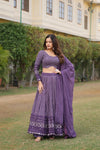 Purple Faux Georgette Sequins Embroidered Lehenga Choli with Dupatta