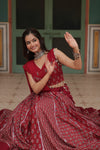 Navratri Special Maroon Rayon Printed Navratri Special Lehenga Choli