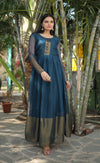 Premium Chiffon Designer Gown with Golden Zari Patta Weaving Elegant & Timeless