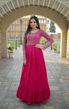 Exquisite Blooming Sequins & Zari Embroidered Designer Gown Fusion of Western & Indian Elegance