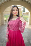 Exquisite Blooming Sequins & Zari Embroidered Designer Gown Fusion of Western & Indian Elegance