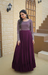 Exquisite Blooming Sequins & Zari Embroidered Designer Gown Fusion of Western & Indian Elegance