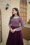 Exquisite Blooming Sequins & Zari Embroidered Designer Gown Fusion of Western & Indian Elegance
