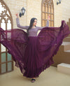 Exquisite Blooming Sequins & Zari Embroidered Designer Gown Fusion of Western & Indian Elegance