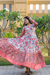 Premium Banarasi Silk Kalamkari Designer Gown with Jacquard Weaving – Timeless Elegance