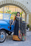 Premium Silk Designer Gown with Dupatta – Jacquard Weaving & Embroidery Work