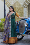 Premium Silk Designer Gown with Dupatta – Jacquard Weaving & Embroidery Work