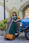 Premium Silk Designer Gown with Dupatta – Jacquard Weaving & Embroidery Work