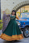 Premium Silk Designer Gown with Dupatta – Jacquard Weaving & Embroidery Work