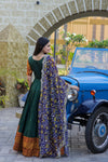 Premium Silk Designer Gown with Dupatta – Jacquard Weaving & Embroidery Work