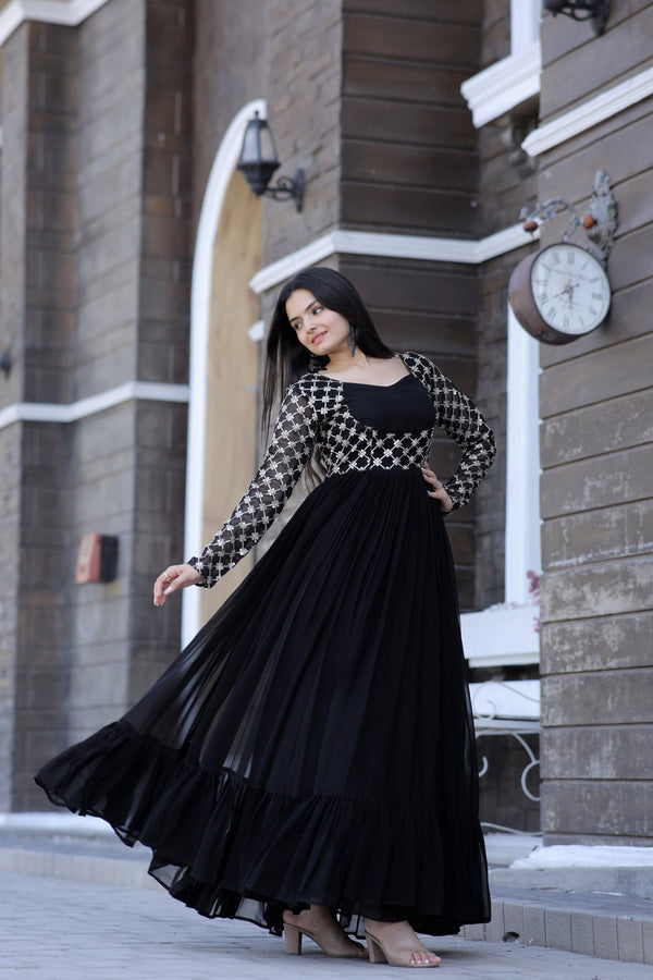 Premium Faux Blooming Gown with Sequins & Zari Embroidery Elegant & Graceful
