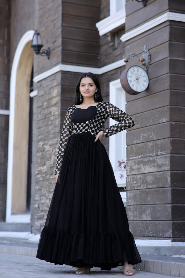 Premium Faux Blooming Gown with Sequins & Zari Embroidery Elegant & Graceful