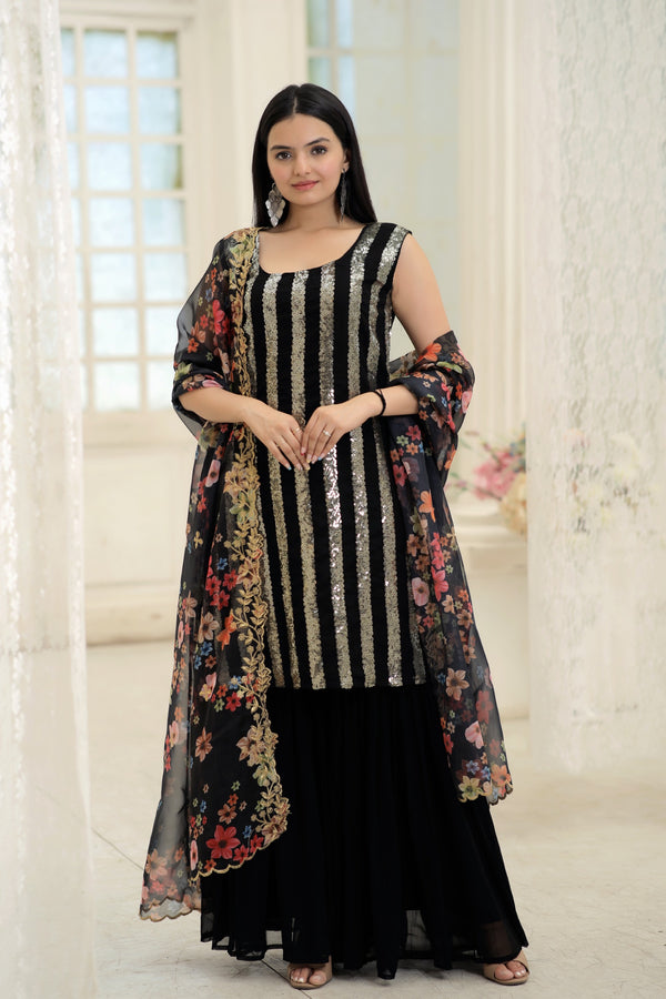 Premium Designer Readymade Top-Sharara-Dupatta Set Elegance Redefined