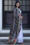 Premium White Georgette Butti Gown with Kalamkari & Leheriya Organza Dupatta