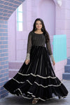 Premium Faux Blooming Gown with Silver Zari & Sequins Embroidery