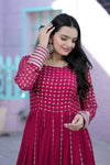 Premium Faux Blooming Gown with Silver Zari & Sequins Embroidery
